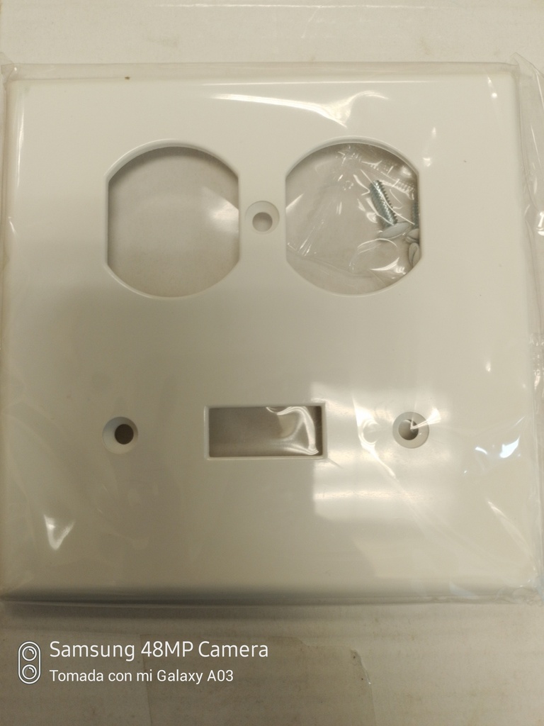 Tapa 4"x4"Switch Sen/Recept.Doble(2g)Blanca