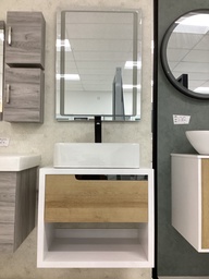 [ML1100-24" (1de 3)] Vanity(White+Wooden) 24" Cab/Bas/Esp-De Cto